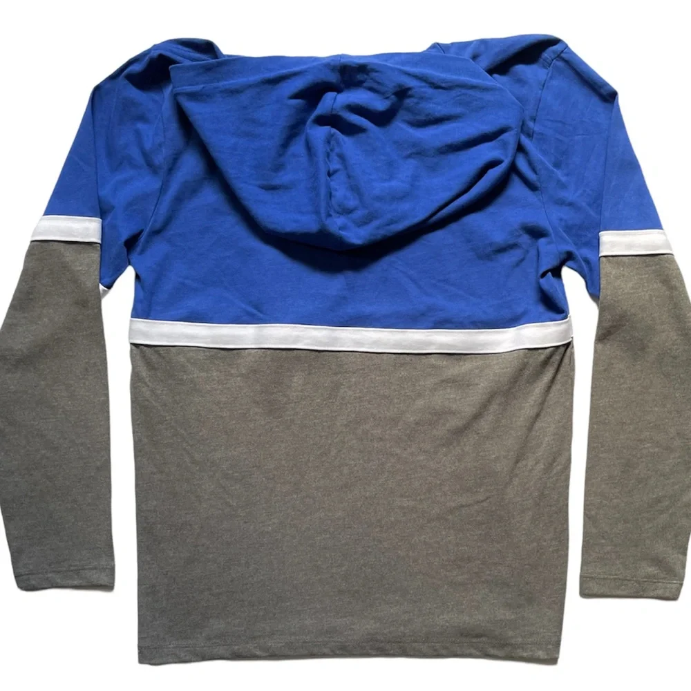 CALVIN KLEIN Kids Boys Large 14/16 T Shirt Long Sleeve Hooded Blue Gray Hoodie
